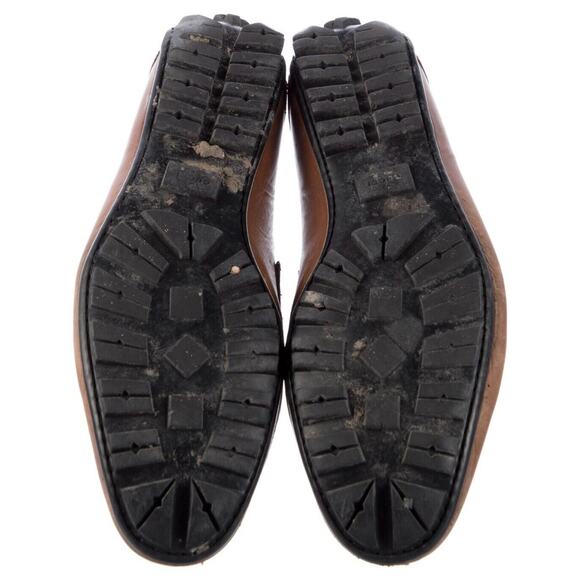 Authentic Gucci Carmel Leather Silver Badge Loafers Driving Shoes Men's US 9 - Picture 5 of 6